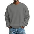 thumbnail image 1 of Ceisia Mens Long Sleeve Pullover Loose Sweater Waffle Knit Round Neck Lounge Loose Type Gray XXL Gift, 1 of 6