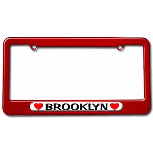 Brooklyn Love with Hearts License Plate Tag Frame, Multiple Colors