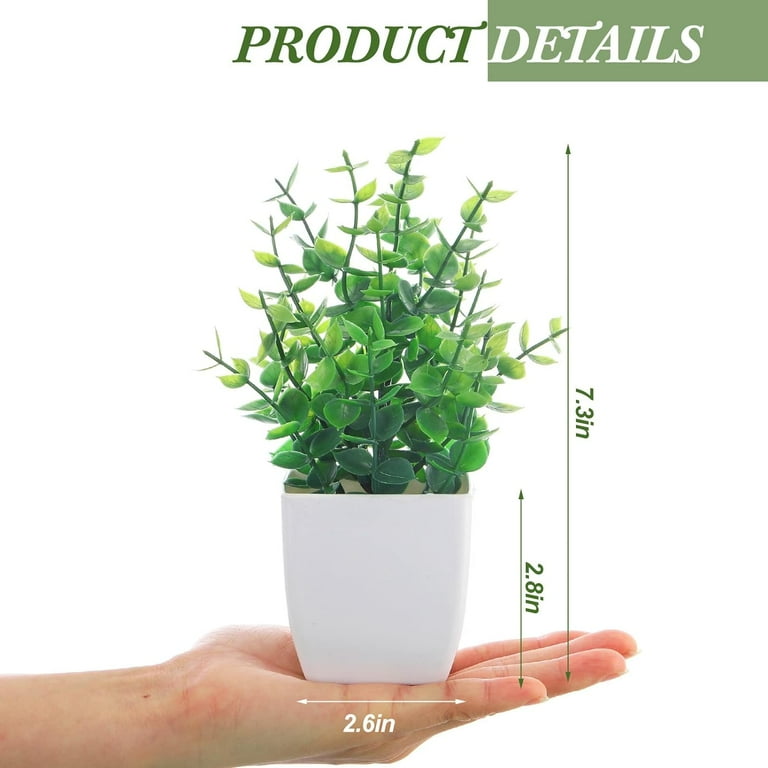 Small Fake Plants Mini Artificial Potted Plants Indoor Plastic Artificial Plants Aesthetic Eucalyptus Greenery Decor for Office Shelves Living Room