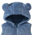 thumbnail image 4 of Children's Winter Solid Sleeveless Hooded Zipper Fleece Warm Coat, 4 of 5