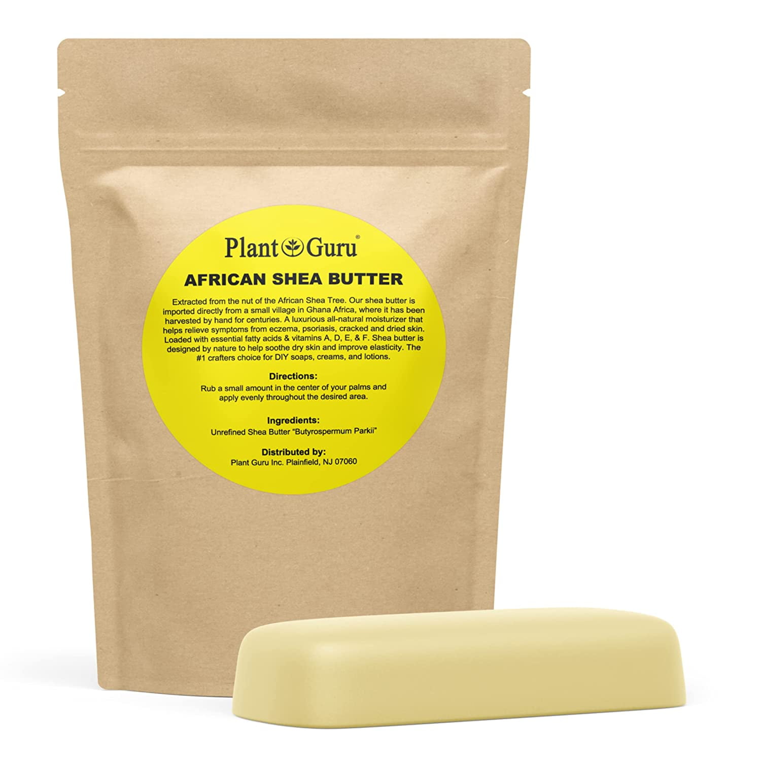 Raw African Shea Butter 8 oz. Bar 100% Pure Natural Unrefined Organic IVORY - Imported From Ghana - Ideal Moisturizer For Dry Skin, Body, Face And Hair Growth. Great For DIY Soap and Lip Balm Making.