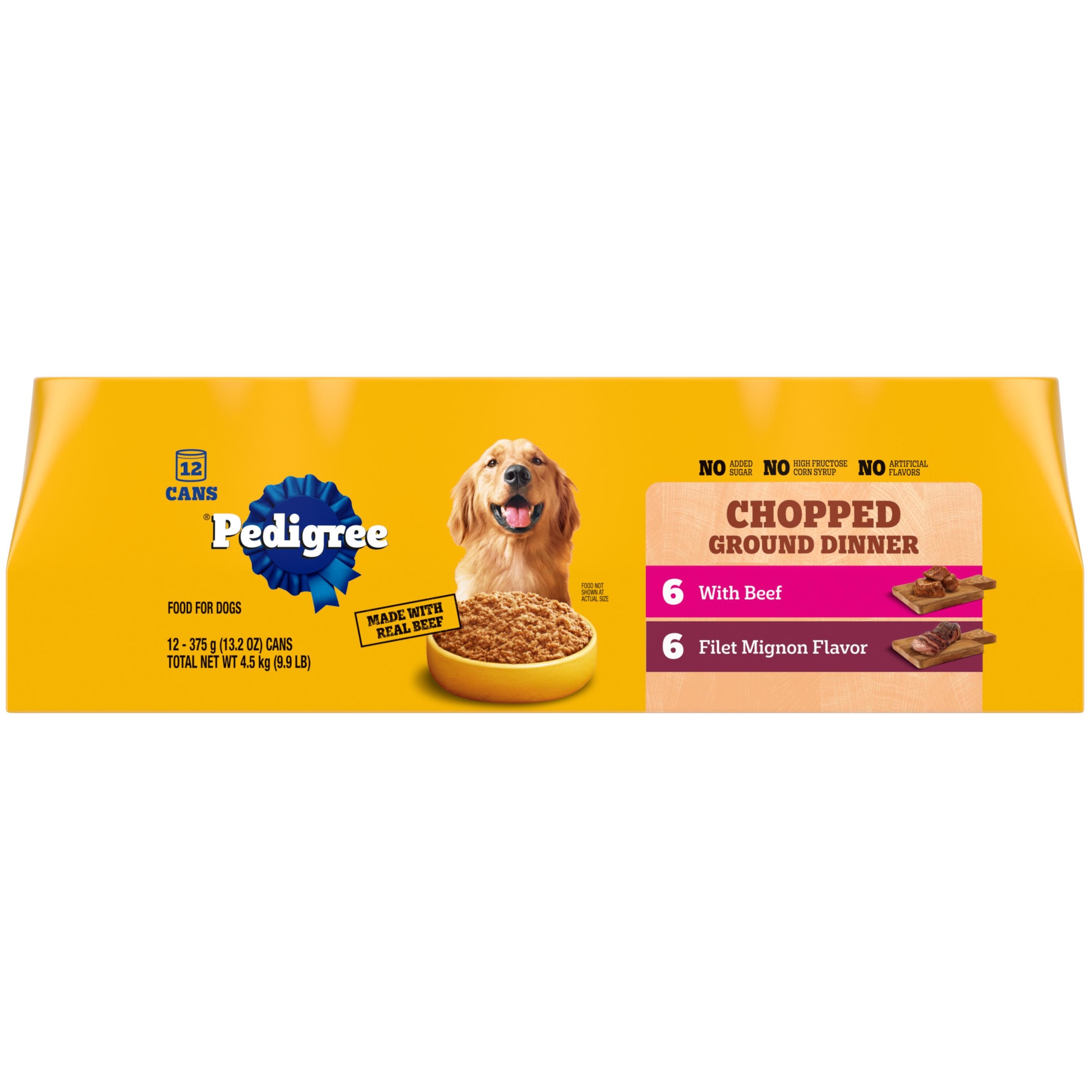 Pedigree Chopped Ground Dinner Filet Mignon & Beef Variety Pack Wet Dog Food, (12) 13.2 Oz Cans