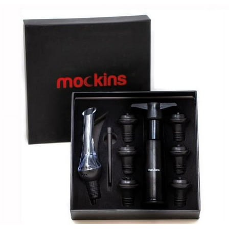 Nevlers Wine Accessories Set | Wine Vacuum Pump | 6 Rubber Wine Stoppers | Aerator with Decanter Spout