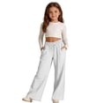 thumbnail image 7 of OGLCCG Girls Wide Leg Cotton Linen Pants Summer Beach Pants for Vacation Lightweight Straight Leg Palazzo Trousers with Pockets 3-14 Years, 7 of 7