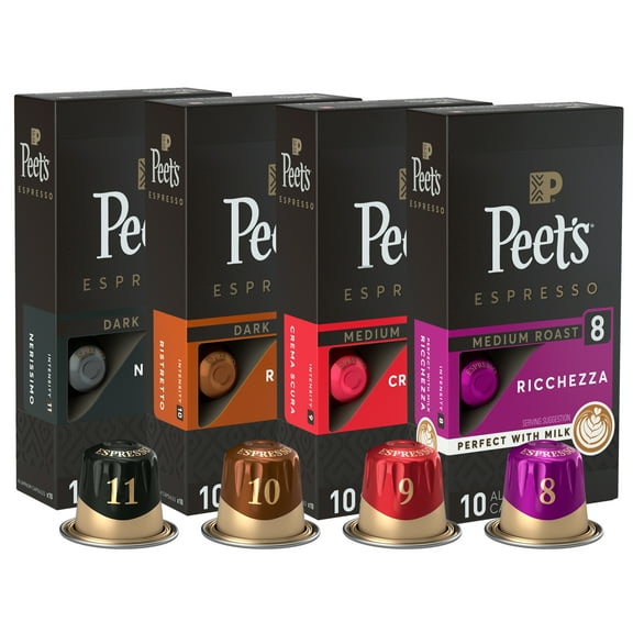 Peet’s Coffee Medium and Dark Roast Espresso Coffee Pods Variety Pack, 40 Count