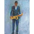 thumbnail image 2 of Art.com Sax in a Blue Suit Stretched Canvas Print Wall Art by Samuel Dixon, 18" x 24", 2 of 4
