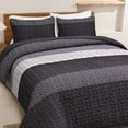 thumbnail image 5 of BLEUM CADE 3 Piece King Quilt for Spring,Purple Gray Lightweight Quilt Set Bedspread,Handblock Striped Reversible Quilt Coverlet for King Bed, 5 of 7