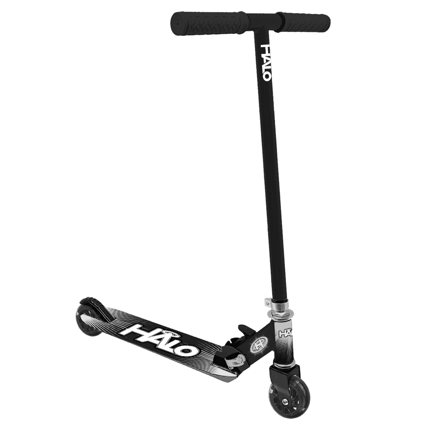 HALO Rise Above Supreme 100mm Light Up Wheel Scooter - Black - 220 lbs Max Weight - Unisex