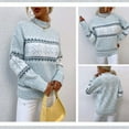 thumbnail image 3 of Christmas Knit Sweater Women's Turtleneck Snowflake Pullover for Fall and Winter, Festive and Warm, Ideal as Christmas Sweaters for Women and Christmas Gifts,Sky Blue,Size M, 3 of 5