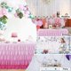 thumbnail image 4 of Falda de mesa rosa, mantel con volantes para mesa rectangular, 6 pies, fiesta de cumpleaños, fiesta de cumpleaños, unicornio, decoración de mesa rosa degradado para el hogar, 4 of 5