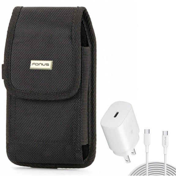 For Google Pixel 7/Pro/6a/6/Pro - 25W Fast Home Charger w Case Belt Clip, PD Type-C 10ft USB-C Cable Quick, Swivel Holster Rugged for Google Pixel 7/Pro/6a/6/Pro Phones