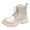 White, variant on Kids Girls Black Combat Boots Toddler Non Slip Platform Ankle Riding Booties Lace Up Walking Shoes