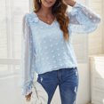 thumbnail image 4 of Moda mujer cuello en V ahueca hacia fuera la camiseta de manga larga otoño blusa sólida Tops Fridja hkj3732, 4 of 8