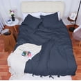 thumbnail image 2 of PiccoCasa Washed Cotton Duvet Cover Set of 3 with 2 Pillowcases, Queen Navy Blue, 2 of 7
