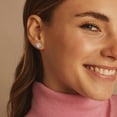 thumbnail image 2 of Turandoss 2 Pairs 18K White Gold Plated Halo Stud Earrings for Women Men Sensitive Ears Round CZ Hypoallergenic Non Tarnish Fashion Accessories Jewelry Birthday Gifts for Mom Her Him Teen Wife Adult, 2 of 7