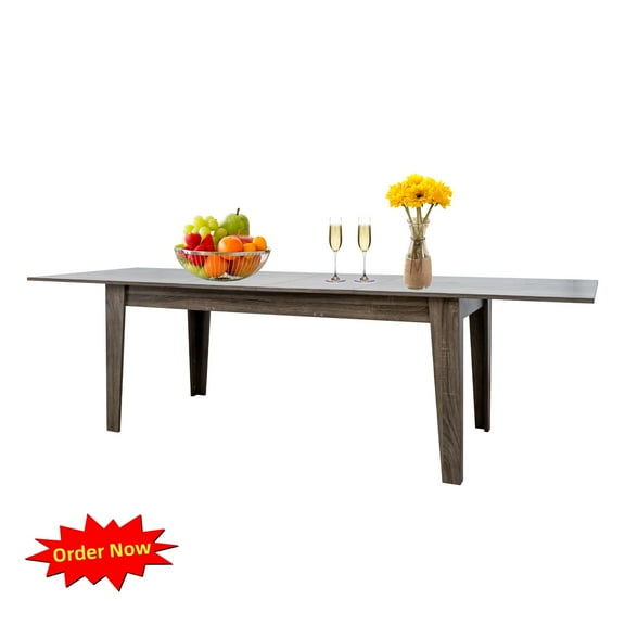 Tcbosik Extendable Dining Table for 4-6 Person, 70.8"-106.3" Modern Rectangle Kitchen Table, Farmhouse Conference Table for Home Office, Dark Oak