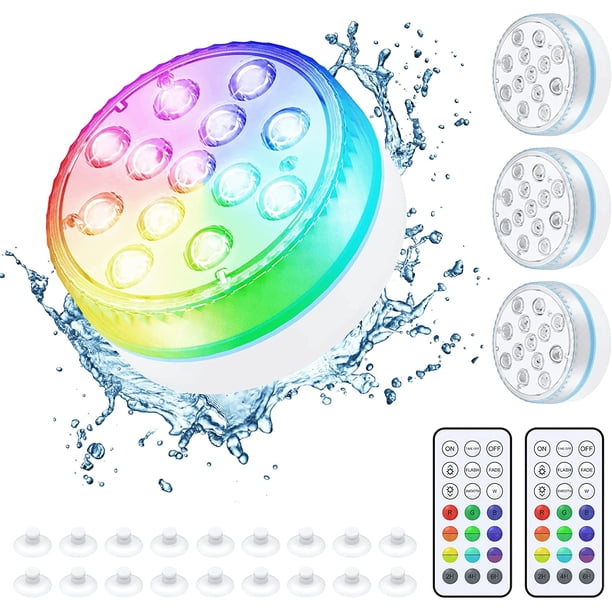 Pool Lights Submersible LED Lights 4 Pack Underwater Battery Operated ...