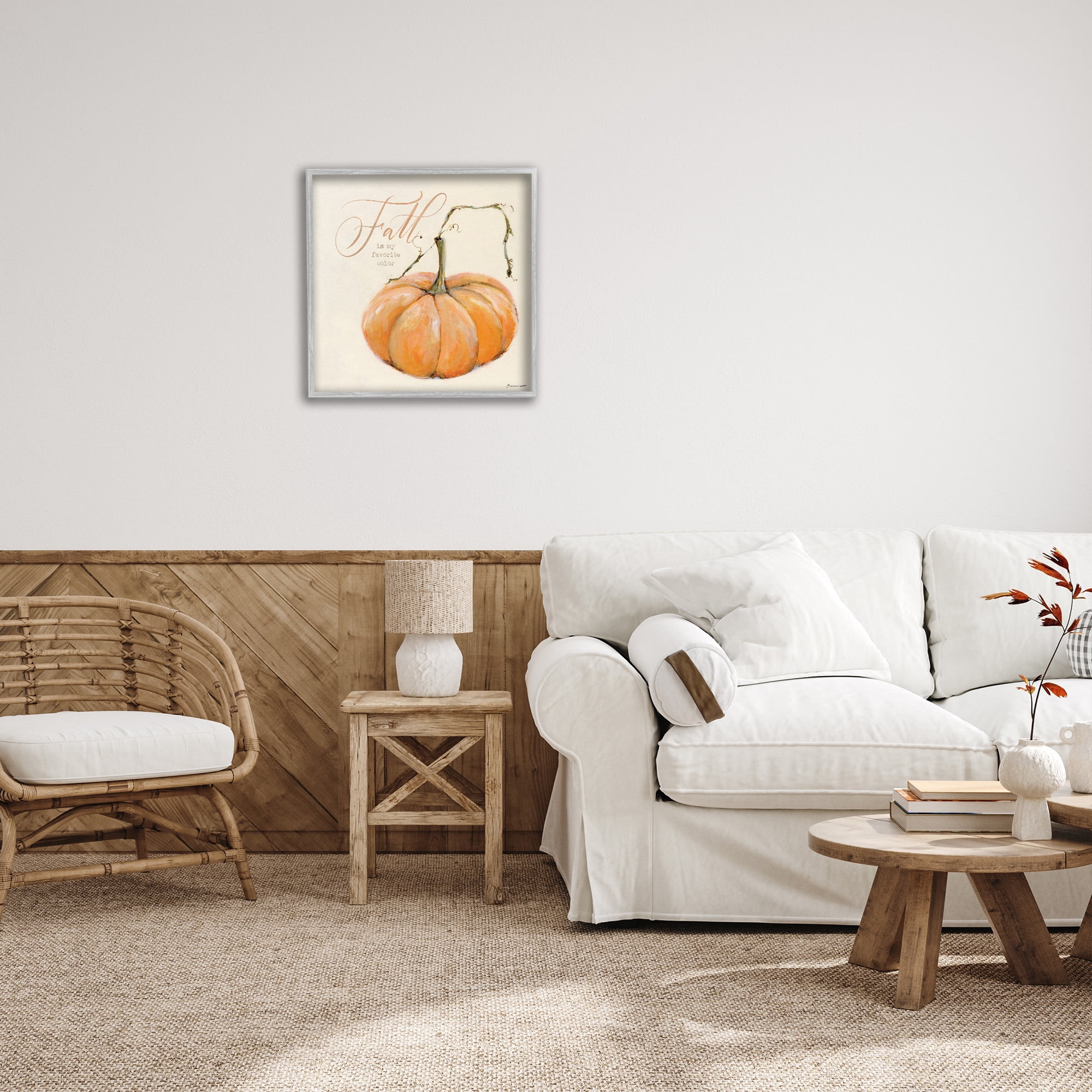 Stupell Industries Fall My Favorite Color Seasonal Holiday Painting Gray Framed Art Print Wall Art, 24 x 24