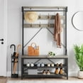 thumbnail image 3 of Coat Rack, Hall tree, Shoe Bench, 5-in-1 Shoe Rack for Entryway, 3 storage shelves, 8 Hooks Removable,Industrial Accent Furniture with Steel Frame, Multifunctional Hallway Organizer, Large, 3 of 9