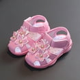 thumbnail image 2 of ZACPNCV Toddler Girls Summer Squeaky Sandals Closed-Toe Non Slip Premium Rubber Sole Toddler First Walkers Shoes Pink 18-24 Months, 2 of 6