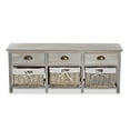 thumbnail image 4 of Baxton Studio Mabyn Modern and Contemporary Light Grey Finished Wood 3-Drawer Storage Bench with Baskets, 4 of 7