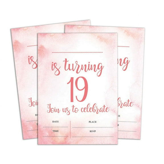 Darling Souvenir Pink Birthday Invitation Card 28 Pcs Fill or Write In Blank Invites Printable Party Supplies 5 x 7 Inches