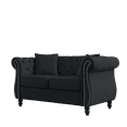 thumbnail image 7 of Chesterfield Velvet Loveseat Sofa with 2 Pillows, Classic 2 Seater Tufted Couch with Rolled Arms and Nailhead, Leisure Sofa Couch for Living Room, Bedroom, Office, Apartment, Black, 7 of 7