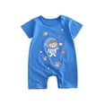 thumbnail image 2 of Einccm Baby Boys' and Girls' Unisex Short Sleeve Cotton Romper - Space Theme Print Lightweight Summer Jumpsuit - Comfortable Soft Snap Closure Bodysuit for Infants and Toddlers 1-12 Months, 2 of 4