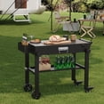 thumbnail image 1 of Chariot pour Gril Extérieur – Pliable pour Plaques de Cuisson de 17 Pouces et 22 Pouces – Support de BBQ Robuste avec Roues – Plateau à Assaisonnement et Porte-Essuie-Tout – Portable – Camping, Tailgate et Cour Arrière – Noir, 1 of 6