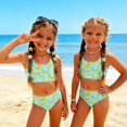 thumbnail image 2 of CCRFTGI Girls Swimsuit Size 6-7 Two Piece Sets Swimming Bikinis Beach Vacation Bathing Suit Cute Summer Fruit Print Girls Clothes Tankini Swimsuits Swimwear Cyan 7-8 Years, 2 of 9