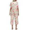 thumbnail image 2 of Ekouaer Women's Pajamas Set Short Sleeve Top With Capri Pants Pjs Lounge & Sleepwear Set, 2 of 4