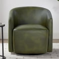 thumbnail image 3 of Comfort Pointe Amhurst Fern Green Faux Leather Swivel Barrel Chair, 3 of 13