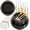 Black and Gold, variant on 175pcs Clear Green Plastic Plates Disposable Dinnerware Set for 25 Guests Includes 10.25" Dinner Plates, 7.5" Dessert Plates, Cutlery, Napkins, Cups Party & St. Patrick's Day Supplies