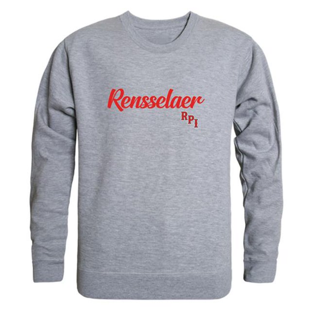 W Republic 556-367-HGY-03 Men Rensselaer Polytechnic Institute Script Crew Fleece, Heather Grey - Large