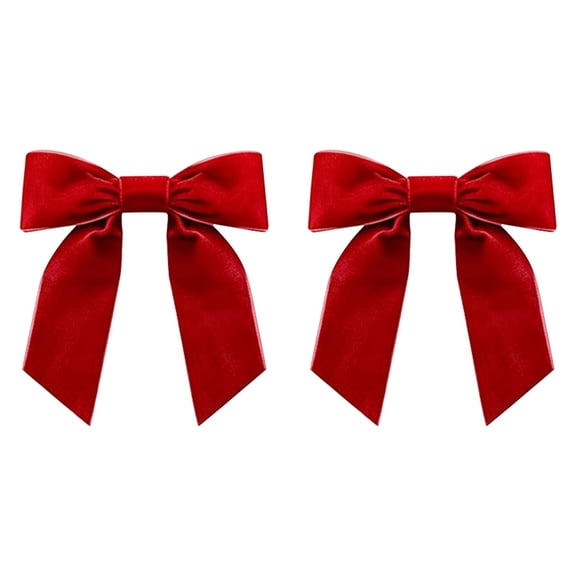 Clearance 2 PCS Velvet Christmas Bows for Christmas Tree Decorations, Small Pre-Tied Velvet Bows, Holiday Ornaments for Gift Wrapping, Xmas Trees, Wreaths, Garlands, Indoor & Outdoor Decorations