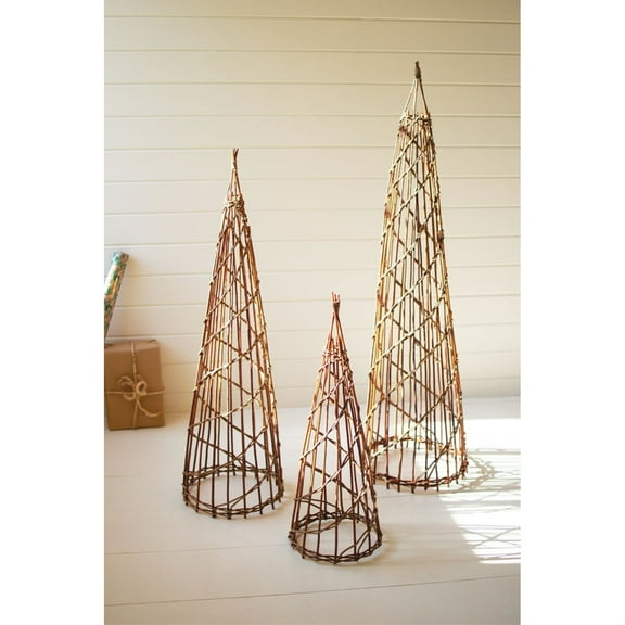 SET OF THREE NESTING TWIG CHRISTMAS TREES