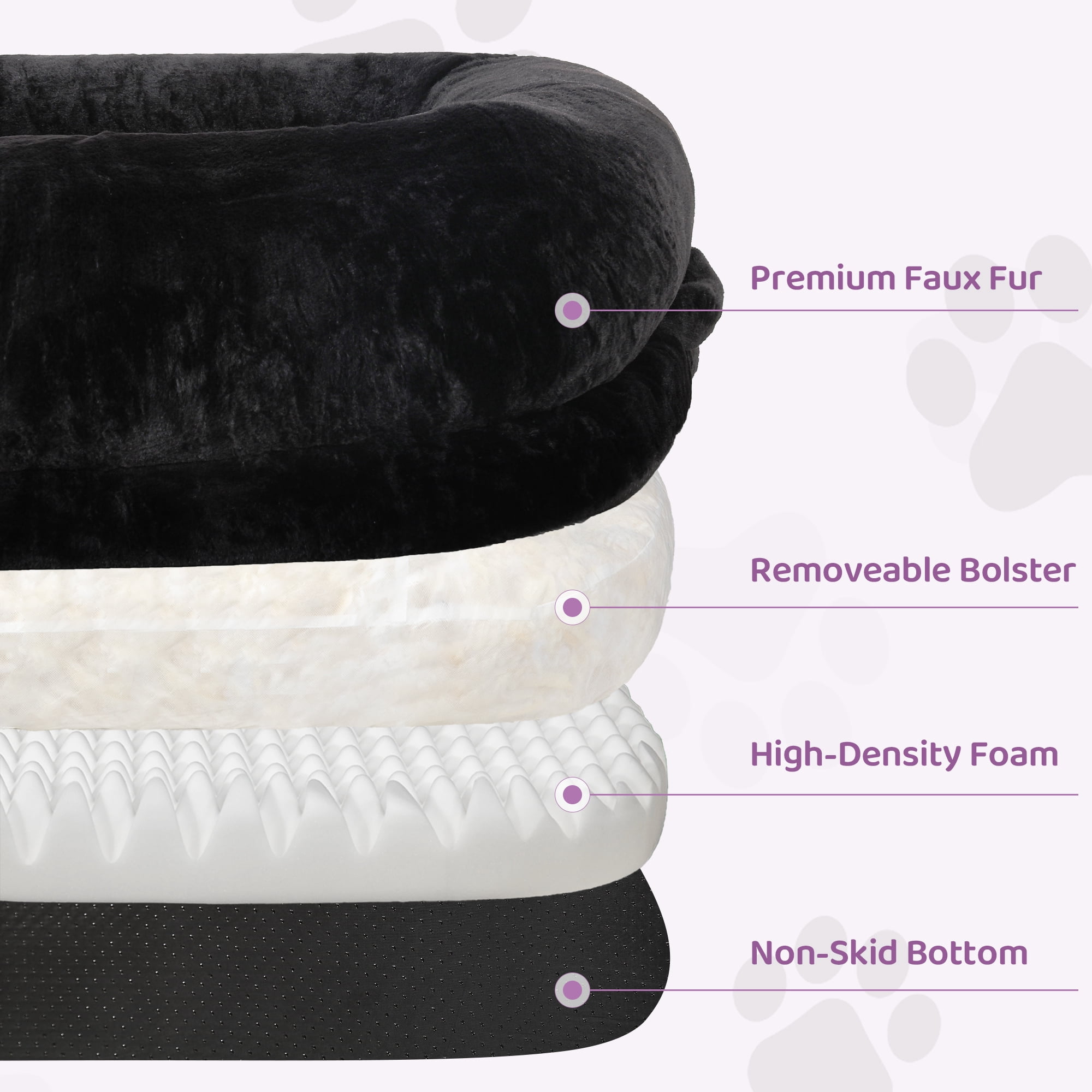 Skandiquip Human Dog Bed for Pets and Adults, 71"x43"x10" Orthopedic Memory Foam Lounger, Washable Faux Fur Cover with Blanket, Non-Slip Elastic Base, Black