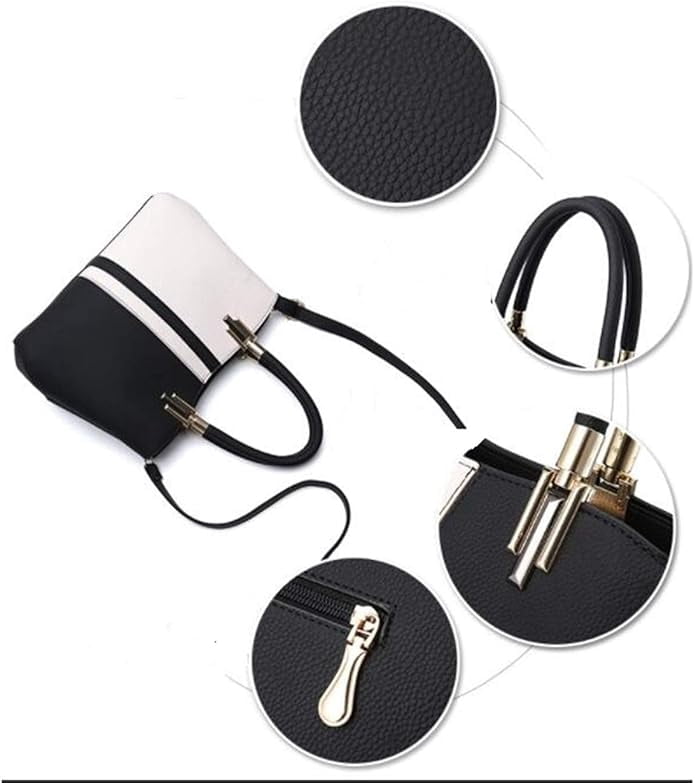 Purses and Handbags for Women Fashion Colorblock Zipper Top Handle Bags Leather Satchel Totes Work Shoulder Bag