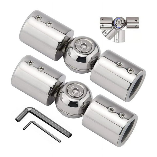 2 Piezas de Conector de Esquina de Barra de Cortina, Conector de Esquina de Barra de Cortina Ajustable para Barras de Cortina de Ventana de BahíA de 1 Pulgada (Plata)
