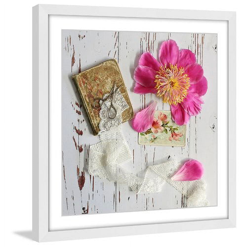 "Peony and Lace" Framed Painting Art Print