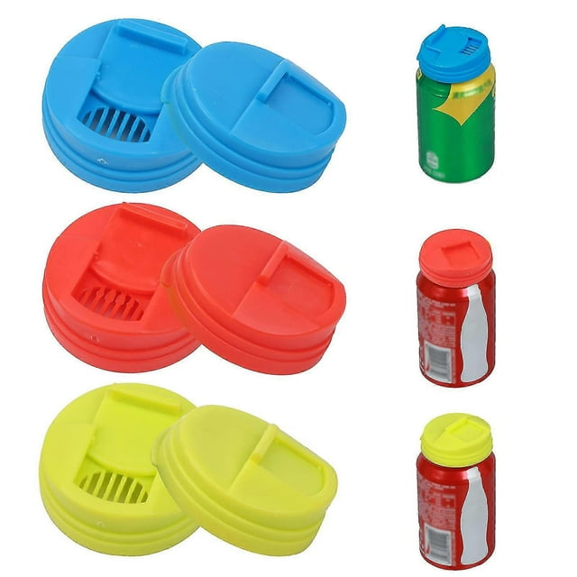 Paquete de 6 tapas para latas de refresco, a prueba de fugas, tipo prensa, antisalpicaduras, reutilizables, para agua carbonatada.
