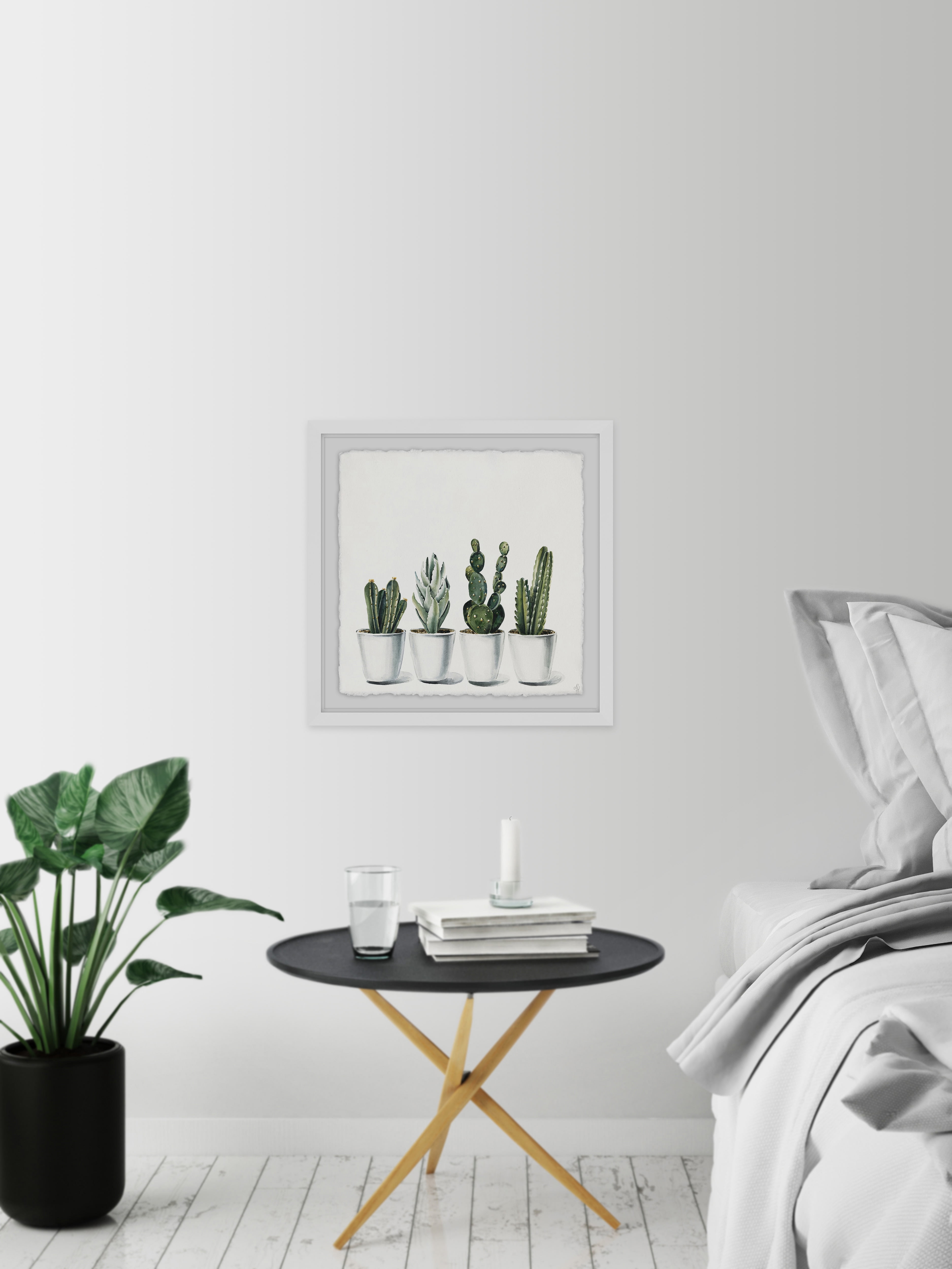 Pretty Cacti Framed Painting Art Print, 32.00" x 1.50"