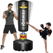 Feikuqi 70" Freestanding Punching Bag, 205lbs Heavy Boxing Bag with Stand & 2 Boxing Gloves & Suction Cup Base, Boxing Equipment for Adult Youth Kids Gift - Kickboxing Bag for Home Gym Office - Black