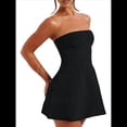 thumbnail image 3 of Vestido Corto de Fiesta de Graduación con Corte en A y Sin Tirantes para Mujer Negro L, 3 of 10