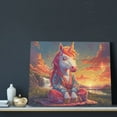 thumbnail image 3 of Susaid Meditating Cute Horse Pattern Canvas Wall Decor Poster Framed Artwork Decoration for Bedroom Home Office Ready to Hang,Horizontal, 3 of 6
