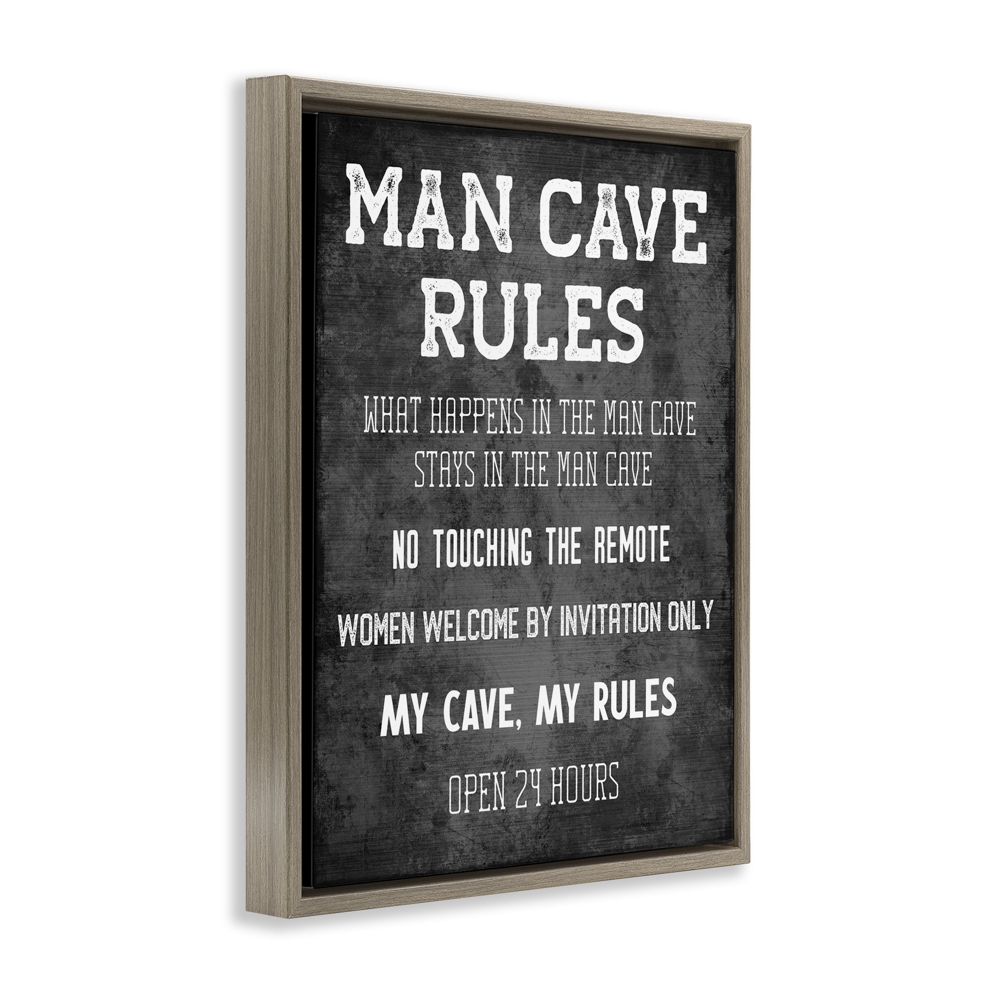 Stupell Industries My Man Cave Rules Typography Painting Brown Floater Framed Art Print Wall Art, 25 x 31