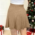 thumbnail image 4 of MuXiKeJi Clothes Elegant Knit Pleated Midi Skirt High Waist A-Line Design Stretch Comfort Winter Fall Fashion Skirt, 4 of 5