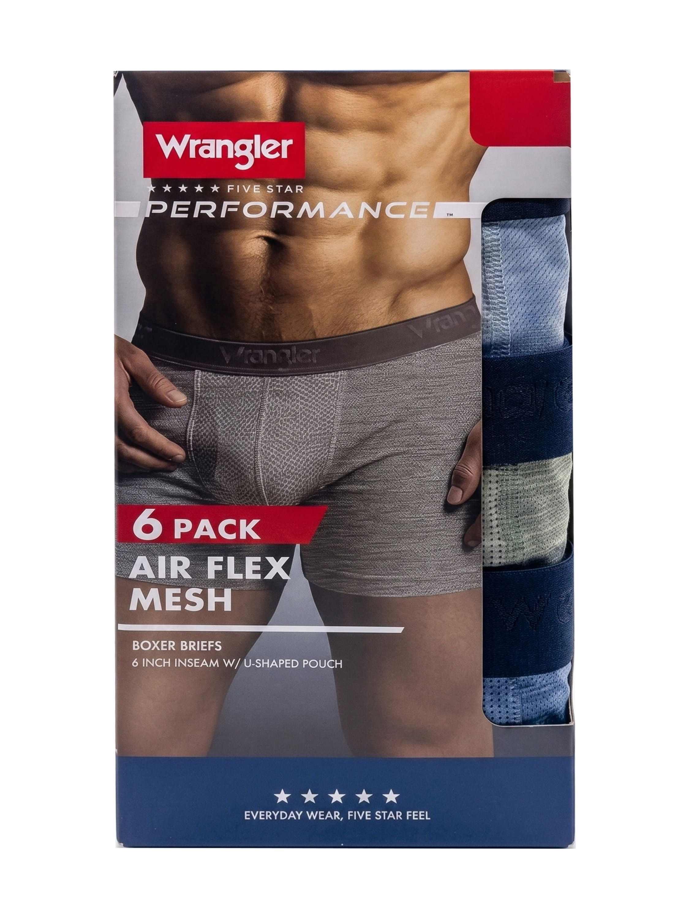 Wrangler Men's Air Flex Mesh 6" Boxer Brief, 6 Pack