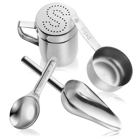Olde Midway 4-Piece Stainless Steel Popcorn Machine Accessories Set