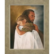 Security Taupe Matted 16"x20" Print of Jesus Christ Hugging Child By David Bowman Religious Christian Fine Art Wall Print